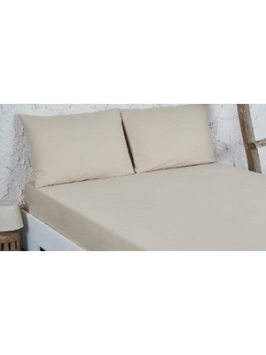 Sarev Ranforce Fitted Çarşaf Seti Bej Çift Kişilik 200x200 V52