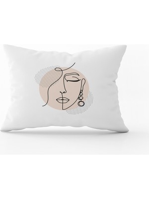 Cango Home Beyaz Siyah Modern Silüet Figür Desenli Dijital Baskı Kırlent Yastık Kılıfı CGH534-3550 Çift Tarafı Baskılı