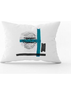 Cango Home Beyaz Siyah Modern Heykel Figürlü Dijital Baskılı Kırlent Kılıfı CGH537-3550 Çift Tarafı Baskılı