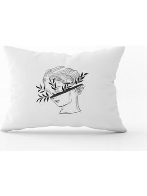 Cango Home Beyaz Siyah Modern Heykel Figürlü Dijital Baskılı Kırlent Kılıfı CGH556-3550 Çift Tarafı Baskılı