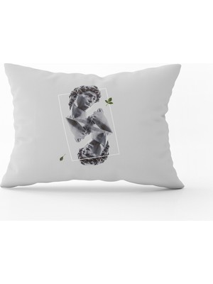 Cango Home Beyaz Siyah Modern Heykel Figürlü Dijital Baskılı Kırlent Kılıfı CGH559-3550 Çift Tarafı Baskılı