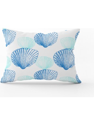 Cango Home Mavi Beyaz Marin Temalı Istridye Desenli Dijital Baskılı Kırlent Kılıfı CGH630-3550 Çift Tarafı Baskılı