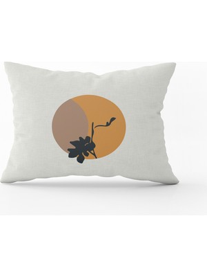 Cango Home Kahverengi Siyah Bohem Modern Yaprak Desenli Dijital Baskılı Kırlent Yastık Kılıfı  CGH646-3550 Çift Tarafı Baskılı