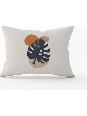 Cango Home Lacivert Turuncu Bohem Tarz Yaprak Desenli Dijital Baskılı Kırlent Yastık Kılıfı  CGH663-3550 Çift Tarafı Baskılı