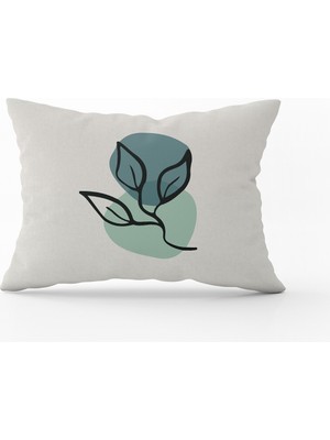 Cango Home Mavi Turuncu Modern Tarz Yaprak Desenli Dijital Baskılı Kırlent Yastık Kılıfı  CGH665-3550 Çift Tarafı Baskılı