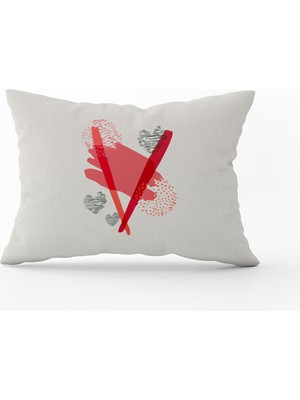 Cango Home Kırmızı Turuncu Modern Harfli Dijital Baskılı Kırlent Yastık Kılıfı  CGH671-3550 Çift Tarafı Baskılı