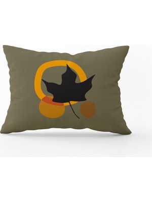 Cango Home Yeşil Kahverengi Modern Tarz Yaprak Desenli Dijital Baskılı Kırlent Yastık Kılıfı  CGH675-3550 Çift Tarafı Baskılı