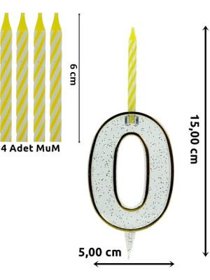 Süsle Bebek ve Parti 0 Rakam Şeffaf Mumluk ve 4 adet MuM