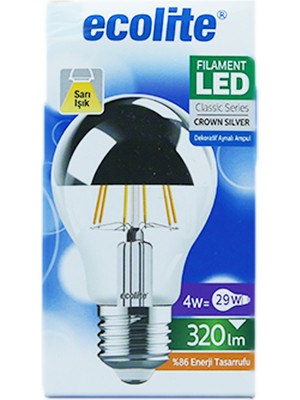 Ecolite 4W 220-240V 320LM 2700K E27 A60 LED Flamanlı Endirekt Ampul 5 Adet