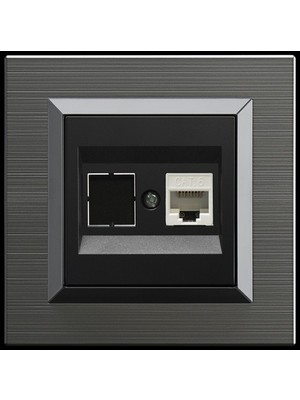 Ovivo Quantum Manyetik Gri Tekli Data Priz Cat6