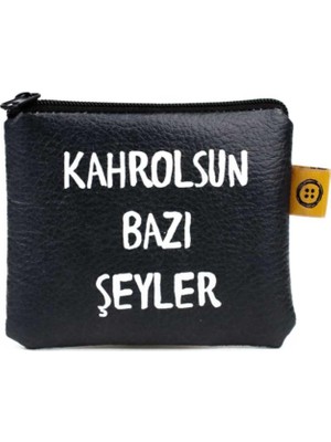 Cetinaccessories Kahrolsun Bazı Şeyler Tasarım Süet Bozuk Para Cüzdanı