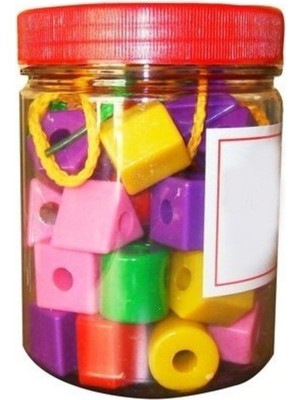 Geometrik Şekiller Ipe Boncuk Dizme Oyunu 120 Parça Büyük Boy