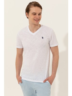U.S. Polo Assn. Erkek Beyaz Basic T-Shirt 50249151-VR013