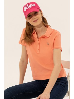 U.S. Polo Assn. Kadın Somon Basic T-Shirt 50246272-VR047