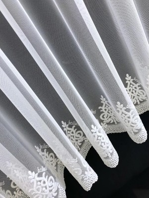 Evdepo Home Arne Kullanıma Hazır 1/3 Sık Pile Tül Perde Tek Kanat - Ekru 100 x 240 cm