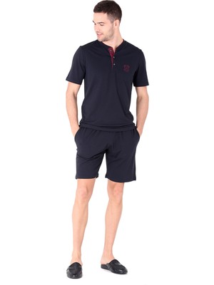 D'S Damat Erkek Şort Pijama Takımı Lacivert Renk ve Konforlu Pamuk Karışımı