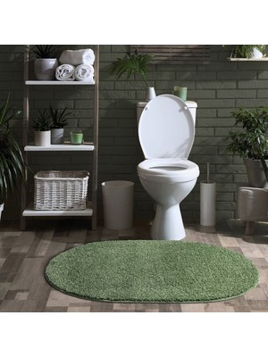 Eurobano Home - Çağla Kaymaz Taban Yıkanabilir Shaggy Oval Halı Banyo Halısı