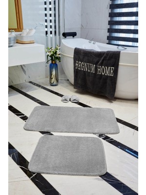 Napoli Home Kaymaz Taban Yıkanabilir Yumuşacık Poffy Post Peluş Klozet Takımı Gri