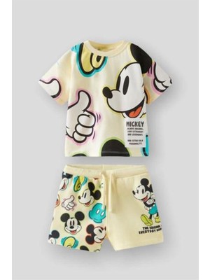 Miniko Kids Bebek Mickey Modelli Şortlu Pamuk Takım