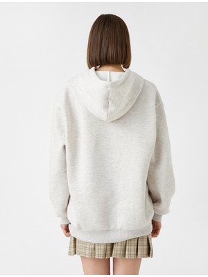 Koton Baskılı Oversize Sweatshirt Kapüşonlu Cepli