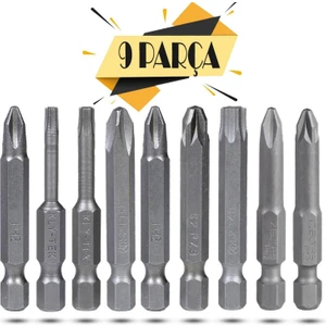 Izeltaş-Klytek Matkap Bits Uç Vidalama Ucu Düz Yıldız Torx Uç (9 Parça)
