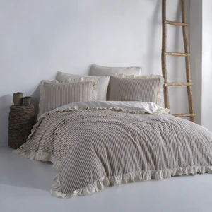 Macas Home Soil %100 Pamuklu Fırfırlı Ipliği Boyalı Çift Kişilik Nevresim Takımı 200 x 220 cm