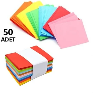 50 Adet  Renkli Zarf  7x9 cm  Renkli Mini Zarflar Karışık Renklerde  Kartvizit Zarfı