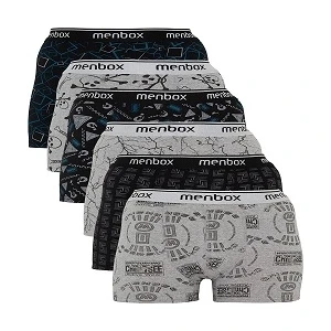 Menbox 6'lı Desenli Likralı Klasik Erkek Boxer