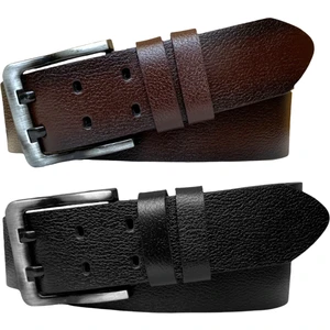 , Çift Dilli 2'li Set 4.5 cm Tek Parça Kot,spor Kemer Siyah, Koyu Kahverengi