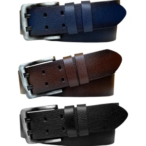 , Çift Dilli 3'lü Set 4.5 cm Kot, Spor Kemer Siyah, Koyu Kahverengi, Lacivert