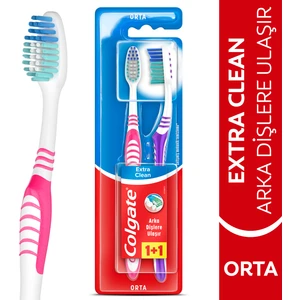 Extra Clean Dil Temizleyicili Arka Dişlere Uzanan Orta Diş Fırçası 1+1