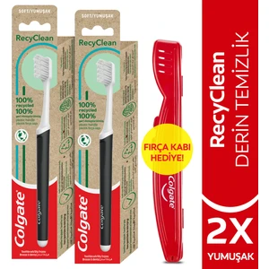 RecyClean Derin Temizlik Yumuşak Diş Fırçası x2 Adet + Fırça Kabı Hediye