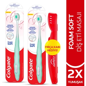 Foamsoft Diş Eti Masajı Yumuşak Diş Fırçası x2 Adet + Diş Fırça Kabı Hediye