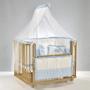 Meltem Smart Bambino Anne Yanı Ahşap Sallanır Beşik 70x110 cm (naturel-mavi)