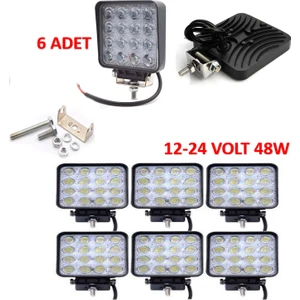 6 Adet Off Road Sis Farı Lambası 16 LED Kare Çalışma Lambası RY880025