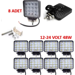 8 Adet Off Road Sis Farı Lambası 16 LED Kare Çalışma Lambası RY466520