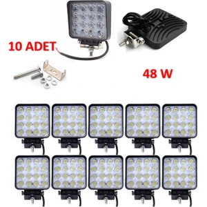 10 Adet Off Road Sis Farı Lambası 16 LED Kare Çalışma Lambası RY688021