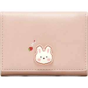 Sevimli Tavşan Desenli Küçük Fermuar Kredi Kartı Tutucu Pu Deri Kadın Cüzdan (Yurt Dışından)