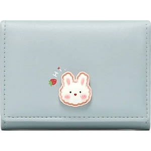 Sevimli Tavşan Desenli Küçük Fermuar Kredi Kartı Tutucu Pu Deri Kadın Cüzdan (Yurt Dışından)