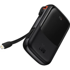 Qpow Pro Dijital Göstergeli 10000MAH 20W Hızlı Şarj Powerbank iPhone Lightning Kablolu PPQD020001