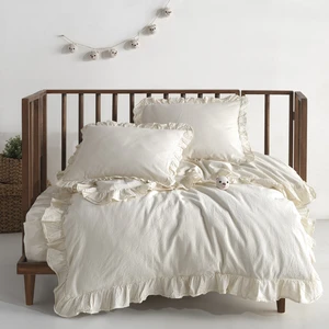 Macas Home Pure Natural Bebe %100 Pamuk Fırfırlı Yıkamalı Nevresim Takımı 100*150