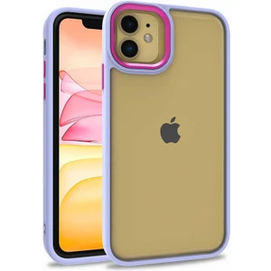 Case World Caseworld Apple iPhone 11 Kapak Metal Kamera Korumalı Arkası Şeffaf Silikon Kılıf - Lila