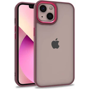 Case World Apple iPhone 13 ile Uyumlu Kapak Metal Kamera Korumalı Arkası Şeffaf Silikon ile Uyumlu Kılıf - Kırmızı
