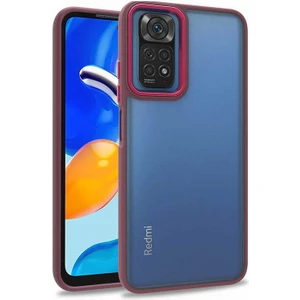 Case World Xiaomi Redmi Note 11S Global ile Uyumlu Kapak Metal Kamera Korumalı Arkası Şeffaf Silikon ile Uyumlu Kılıf - Kırmızı