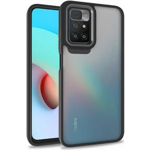 Case World Xiaomi Redmi 10 ile Uyumlu Kapak Metal Kamera Korumalı Arkası Şeffaf Silikon ile Uyumlu Kılıf - Siyah