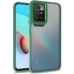 Case World Xiaomi Redmi 10 ile Uyumlu Kapak Metal Kamera Korumalı Arkası Şeffaf Silikon ile Uyumlu Kılıf - Yeşil