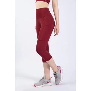 The Step Sports Snc Kadın Bordo Cepli Yüksek Bel Toparlayıcı, Kapri Yoga Tayt 19"