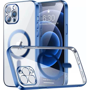 M.TK Moveteck iPhone 13 Pro Uyumlu Kılıf Magsafe Halkalı Gbox Kamera Lens Korumalı Parlak Şeffaf Silikon