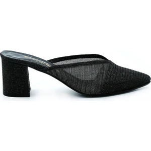 Gül Kundura Siyah Abiye Topuklu Ev Terliği