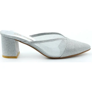 Gül Kundura Gümüş Abiye Topuklu Ev Terliği